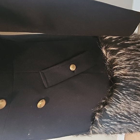 Rachel Zoe Military Style Coat Faux Fur Detail Detachable Hood 6 Like New - Picture 6 of 16